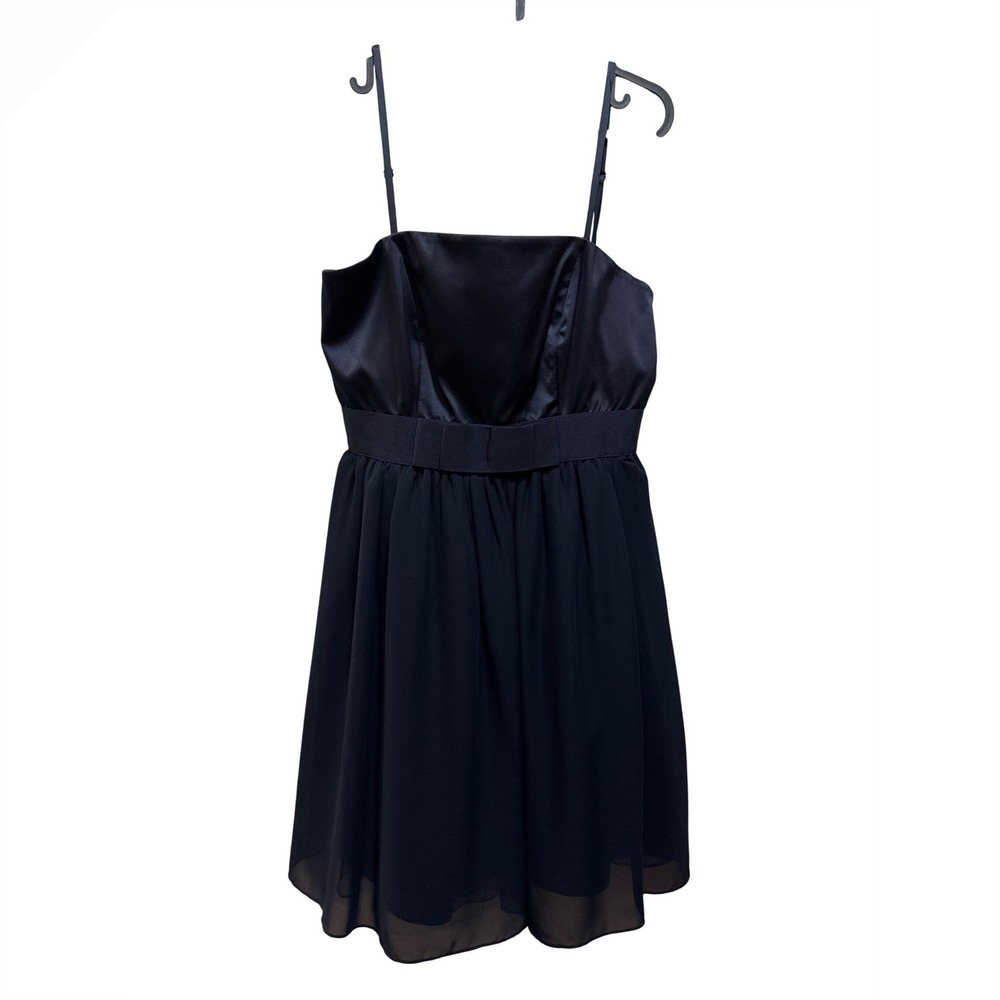 Jakes Navy Satin Bow Spaghetti Strap A Line Dress size 10